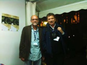 Luís Martín, fundador del mítico grupo folk "Nuevo Mester de Juglaría" y Carles Carrasco. Fira Mediterrània Manresa 2010